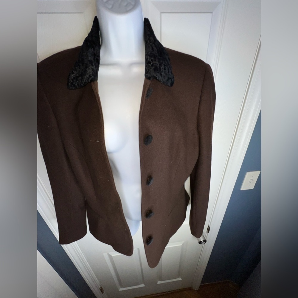 Vtg Summit Hill Women’s 10 100% Wool Brown Blazer Jacket Velvet Collar M Classic - Picture 8 of 14
